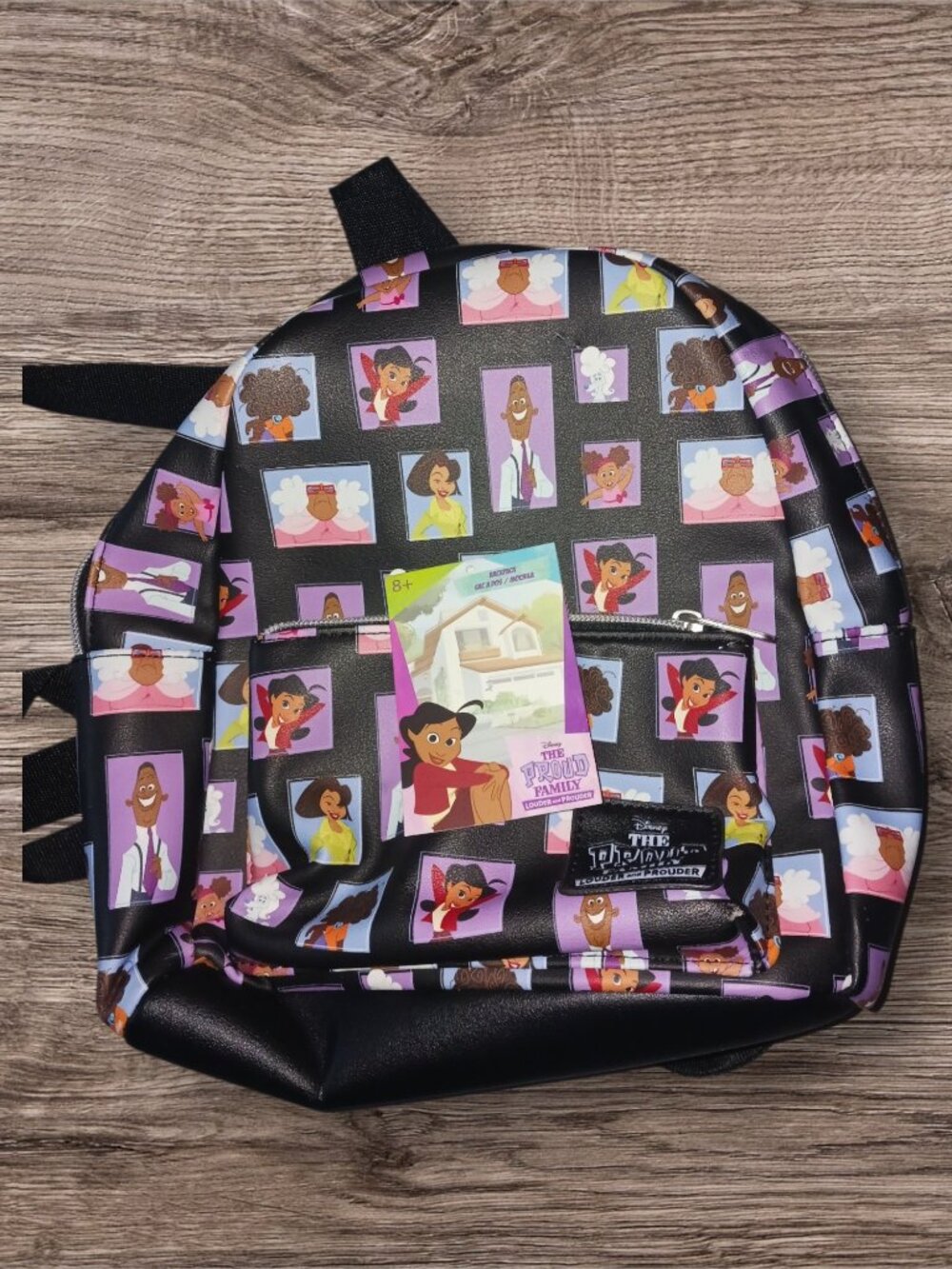 Disney The Proud Family Mini Backpack with Character Buttons Black Purple